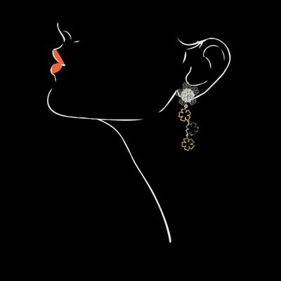 Bijoux - Boucles D'oreilles Fleur en Filigrane d'argent et Or Tricolore - WEI YEE INTERNATIONAL LIMITED