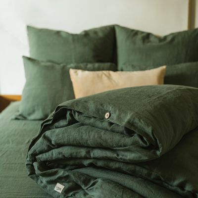 Hotel bedding - Forest Green Linen Duvet Cover - LINEN SPELLS