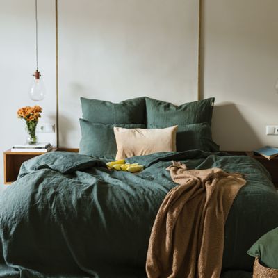Comforters and pillows - Forest Green Linen Duvet Cover - LINEN SPELLS