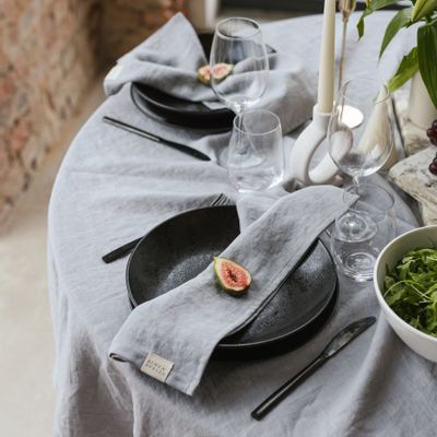 Table linen - Light Grey Linen Tablecloth - LINEN SPELLS