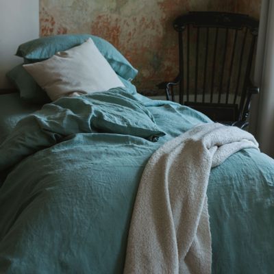 Literie pour hôtels - Drap en lin ajusté et plat Ocean Mint - LINEN SPELLS
