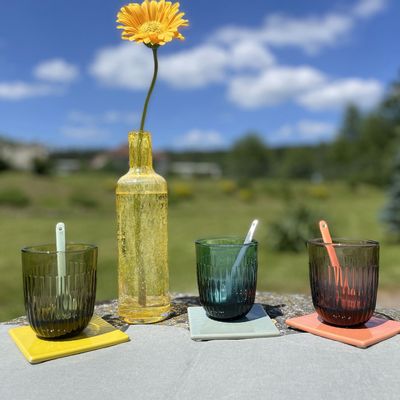 Glass - OUESSANT olive green cup set of 6 - LA ROCHÈRE