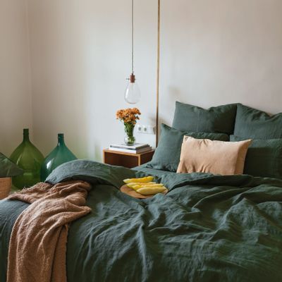 Bed linens - Forest Green Fitted/Flat Linen Sheet - LINEN SPELLS