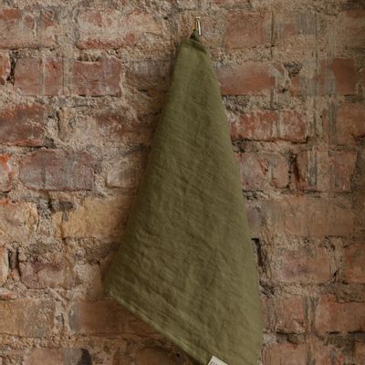 Dish towels - Olive Green Linen Tea Towel - LINEN SPELLS
