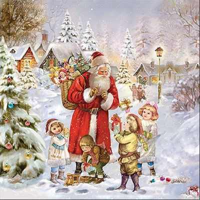 Serviettes - Santa Bringing Presents - AMBIENTE EUROPE BV