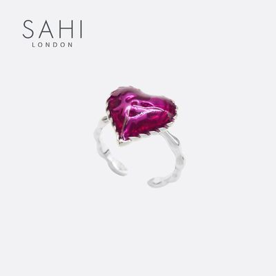 Jewelry - SAHI LOVE HEART ENAMEL ADJUSTABLE RING - SAHI LONDON