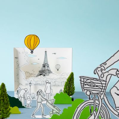 Cadeaux - Carte POPUP personnalisable - DIY - PARIS Bords de Seine - MES COLORIAGES POPUP