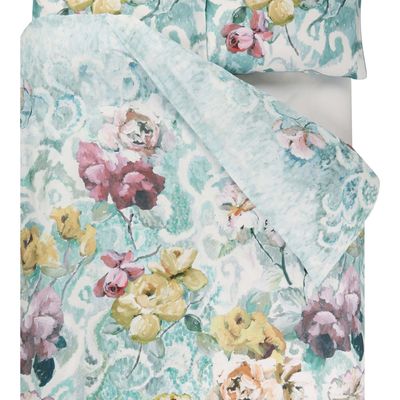 Bed linens - Tapestry Flower Eau de Nil - Cotton Percale Bed Set - DESIGNERS GUILD