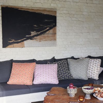 Fabric cushions - Khaki Flowers - Deco Cushion Cover - ALEXANDRE TURPAULT