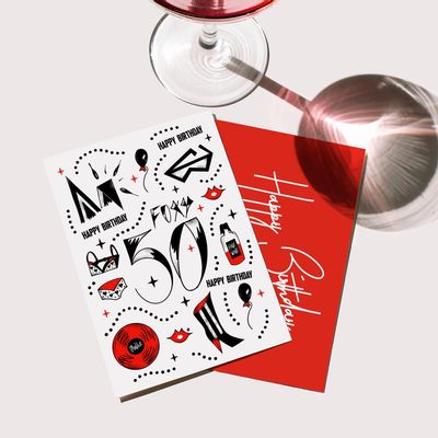 Card shop - FOXY 50 - Happy Birthday. Illustrated Greeting Card. A6 - KIKI GUNN