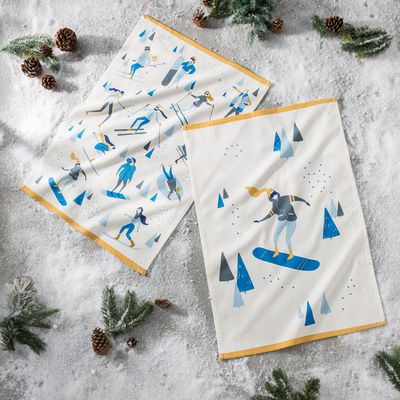 Torchons textile - Sports d'Hiver / Torchon imprimé en coton - COUCKE