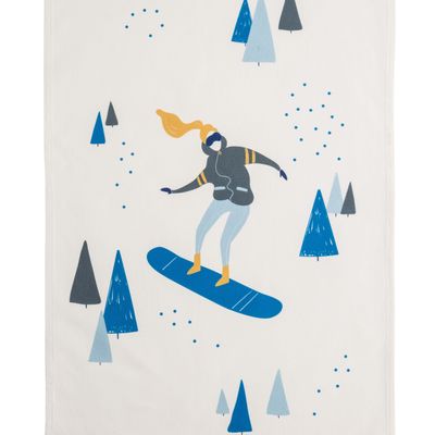 Tea towel - Snowboarder/Printed cotton tea towel - COUCKE