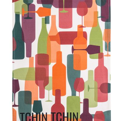 Tea towel - Tchin Tchin/Printed Cotton Tea Towel - COUCKE