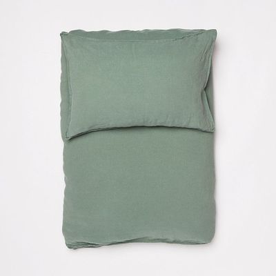 Coussins - LINUS — housse de couette & taie d'oreiller — fir green - LAVIE HOME