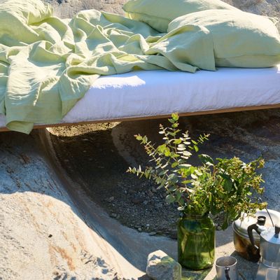 Bed linens - LINUS — top sheet — moss - LAVIE HOME