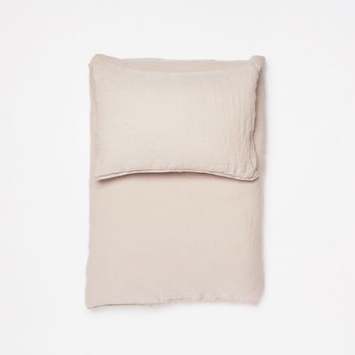 Coussins - LINUS — housse de couette & taie d'oreiller — taupe - LAVIE HOME