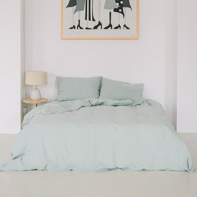 Bed linens - FITTED BED SHEET DUSTY GREEN - GENUIN