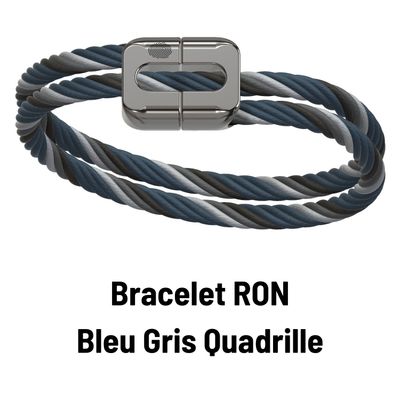 Bijoux - Bracelet RON BLEU GRIS QUADRILLE - ALPHONSE-CORREZE