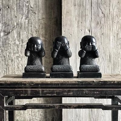 Decorative objects - Stone sculpture - 3 wise monks - PAGODA INTERNATIONAL