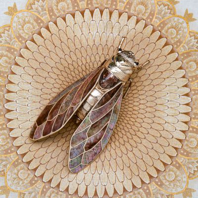 Decorative objects - Mother of pearl and brass Cicada box - WILD BY MOSAIC