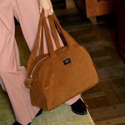 Accessoires de voyage - Sac weekend Caramel en velours côtelé ♻️ - WOUF