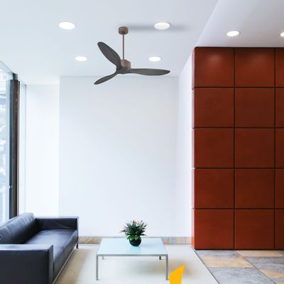 Ceiling lights - Modulo Destratifier ceiling fan, chocolate motor, black lacquered wood blades, wifi, thermostat, 10-year warranty. - KLASSFAN