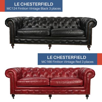 Canapés - Notre Canapé Chesterfield en cuir vintage 3places - JP2B DECORATION