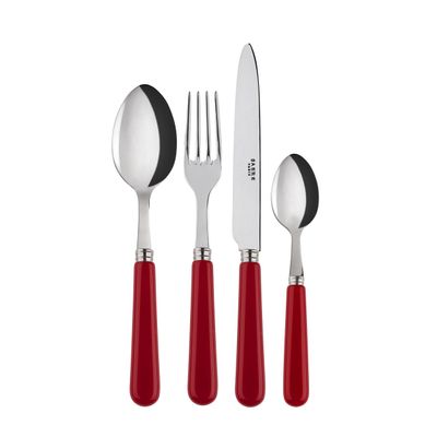 Flatware - 4 pieces cutlery set - Pop unis Burgundy - SABRE PARIS
