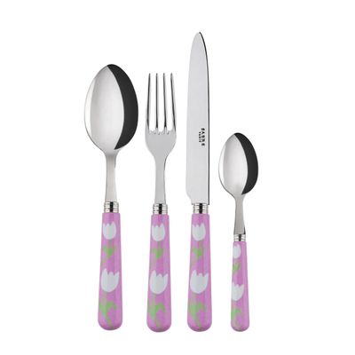 Flatware - 4 pieces cutlery set - Tulipe Pink - SABRE PARIS