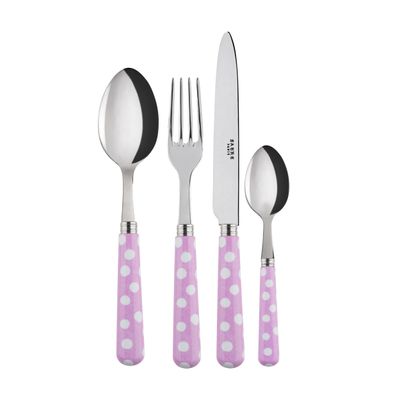 Flatware - 4 pieces cutlery set - White Dots Pink - SABRE PARIS