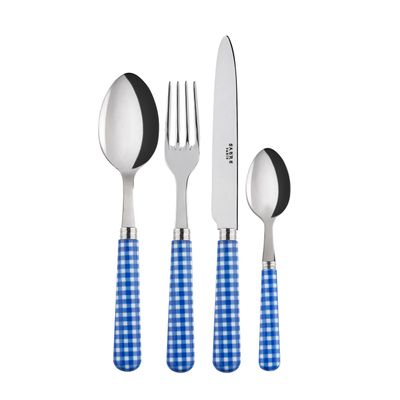 Flatware - 4 pieces cutlery set - Gingham Lapis blue - SABRE PARIS