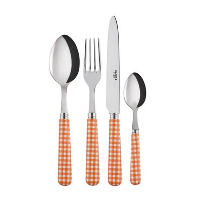 Flatware - 4 pieces cutlery set - Gingham Orange - SABRE PARIS