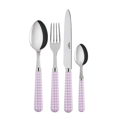 Flatware - 4 pieces cutlery set - Gingham Pink - SABRE PARIS