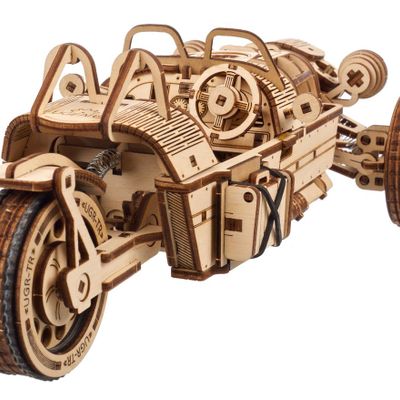Children's arts and crafts - UGEARS Modèles mécaniques: THREE-WHEELER UGR-S 26,2x9x14cm, 457 pièces, en  bois - UGEARS