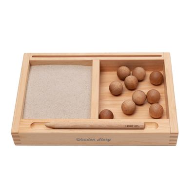 Cadeaux - Bac à sable Montessori en 2 parties avec porte-cartes - WOODEN STORY