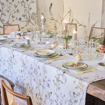 Linge de table textile - Mésanges - Nappe en lin imprimé et brodé - ALEXANDRE TURPAULT