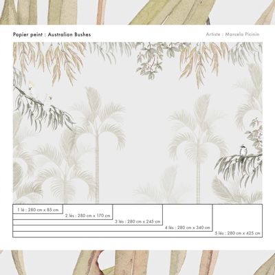 Papiers peints - Papier peint panoramique beige - Paysage tropical et jungle - LA TOUCHE ORIGINALE