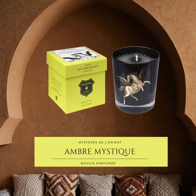Gifts - Scented Candle: Mystic Amber 180g. Vegetable wax. Luxury box. - YLUSTRE