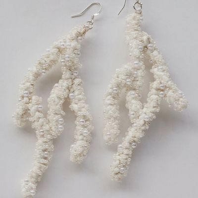 Bijoux - Boucles d'oreilles Juana en faux corail blanchi - AUDREY ALBASON