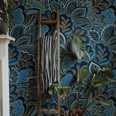 Autres décorations murales - Papier peint feuilles végétales - Blue garden - Oeuvre contemporaine - LA TOUCHE ORIGINALE