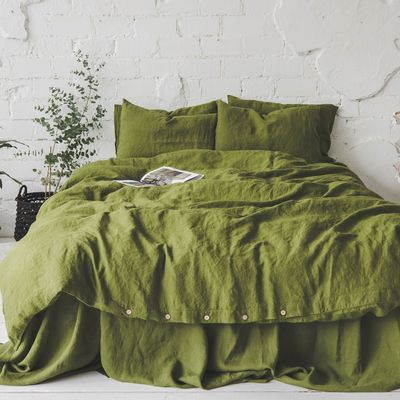 Bed linens - Green Moss Stonewashed Linen Bed Set - EPIC LINEN