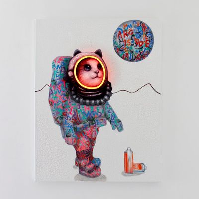 Paintings - 'Space Cat' Wall Artwork - LED Neon - SMALL - LOCOMOCEAN