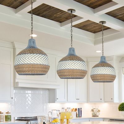 Plafonniers - Luminaire suspendu en rotin bleu Courtland - MY BALI LIVING