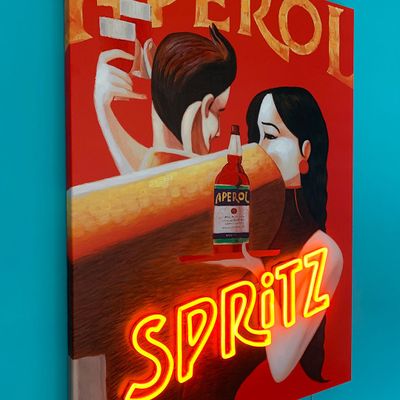 Tableaux - Œuvre murale 'Spritz' avec néon LED - PETITE - LOCOMOCEAN