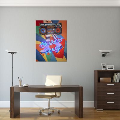 Tableaux - Décoration murale « We Like to Party » avec néon LED - Petite - LOCOMOCEAN