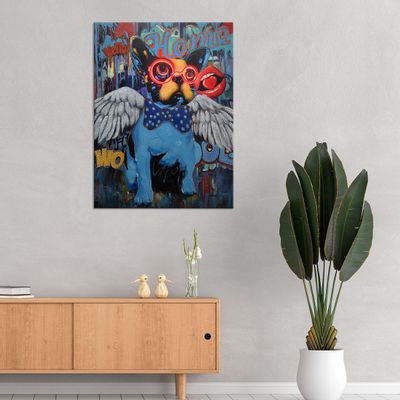 Paintings - 'Dog with Wings' Wall Artwork with LED Neon - SMALL - LOCOMOCEAN