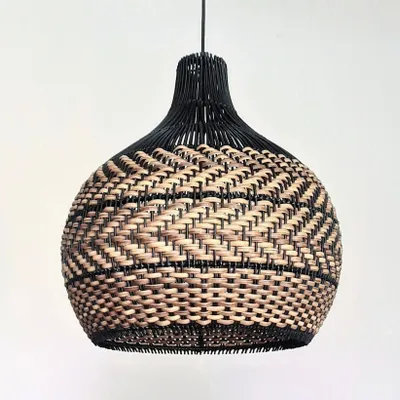 Ceiling lights - BLACK RATTAN PENDANT LIGHT - MY BALI LIVING