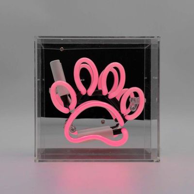 Table lamps - 'Paw' Mini Glass Neon Sign - Pink - LOCOMOCEAN