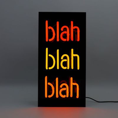 Table lamps - 'Blah Blah Blah' Glass Neon Sign - Black Acrylic - LOCOMOCEAN
