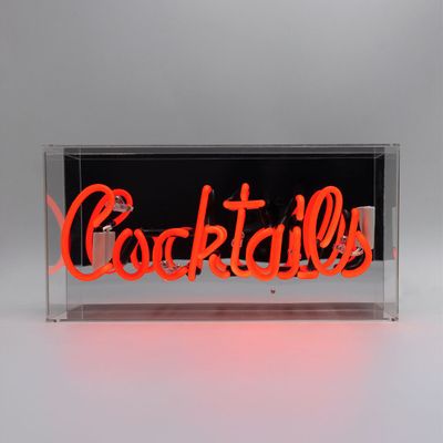 Objets de décoration - Boîte à néon en verre 'Cocktails', rose - LOCOMOCEAN